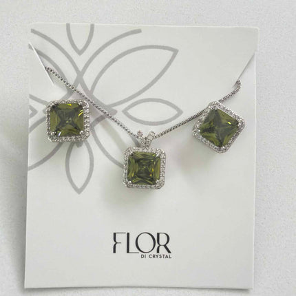 Square pistache  Icecut  w/ halo cz pave set 