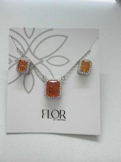 Square aperol Icecut  w/ halo cz pave set 