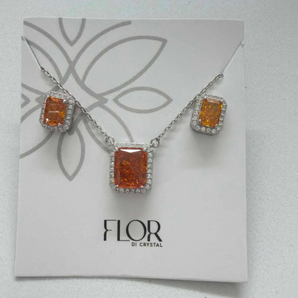 Square aperol Icecut  w/ halo cz pave set 