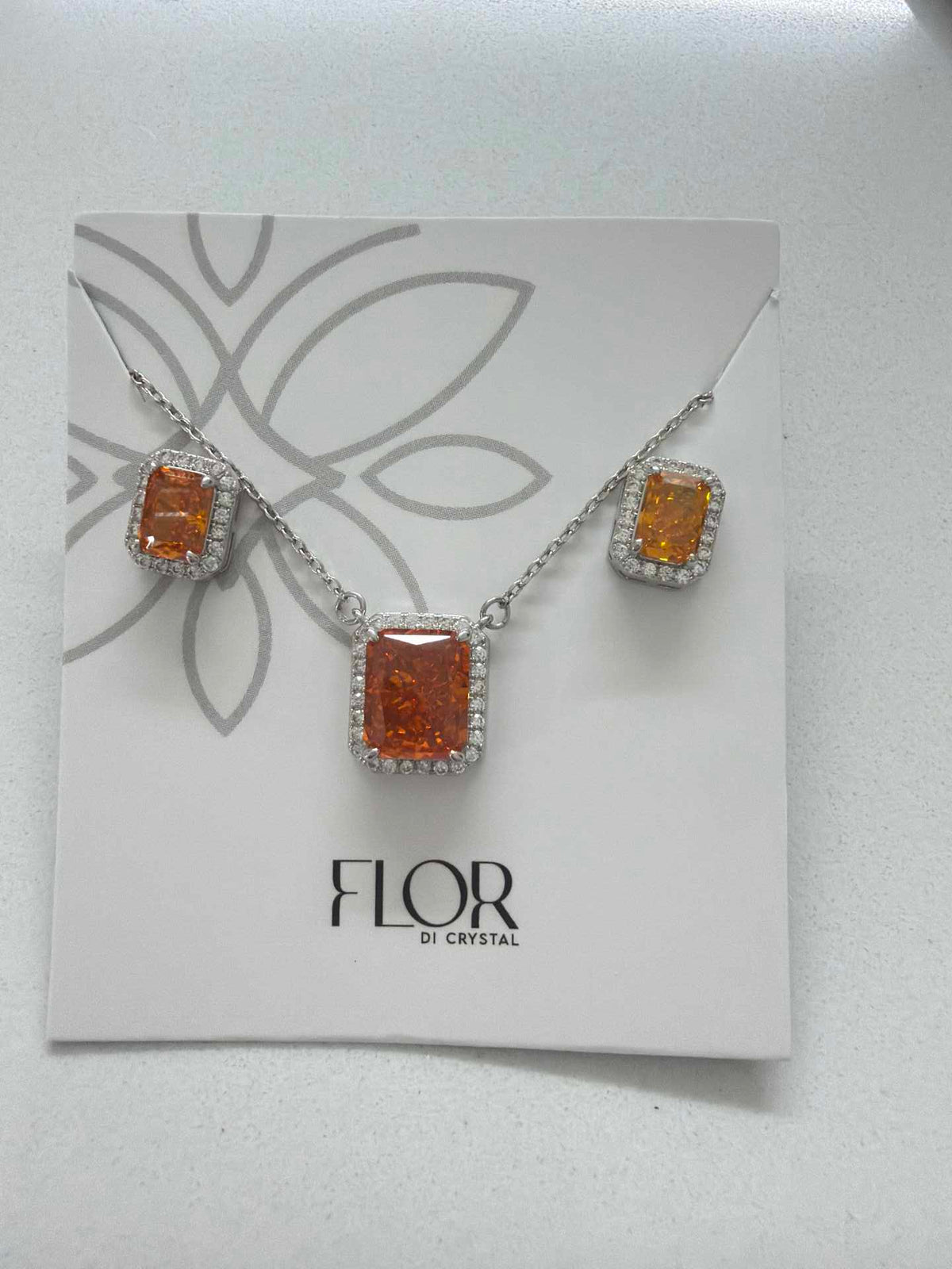 Square aperol Icecut  w/ halo cz pave set 