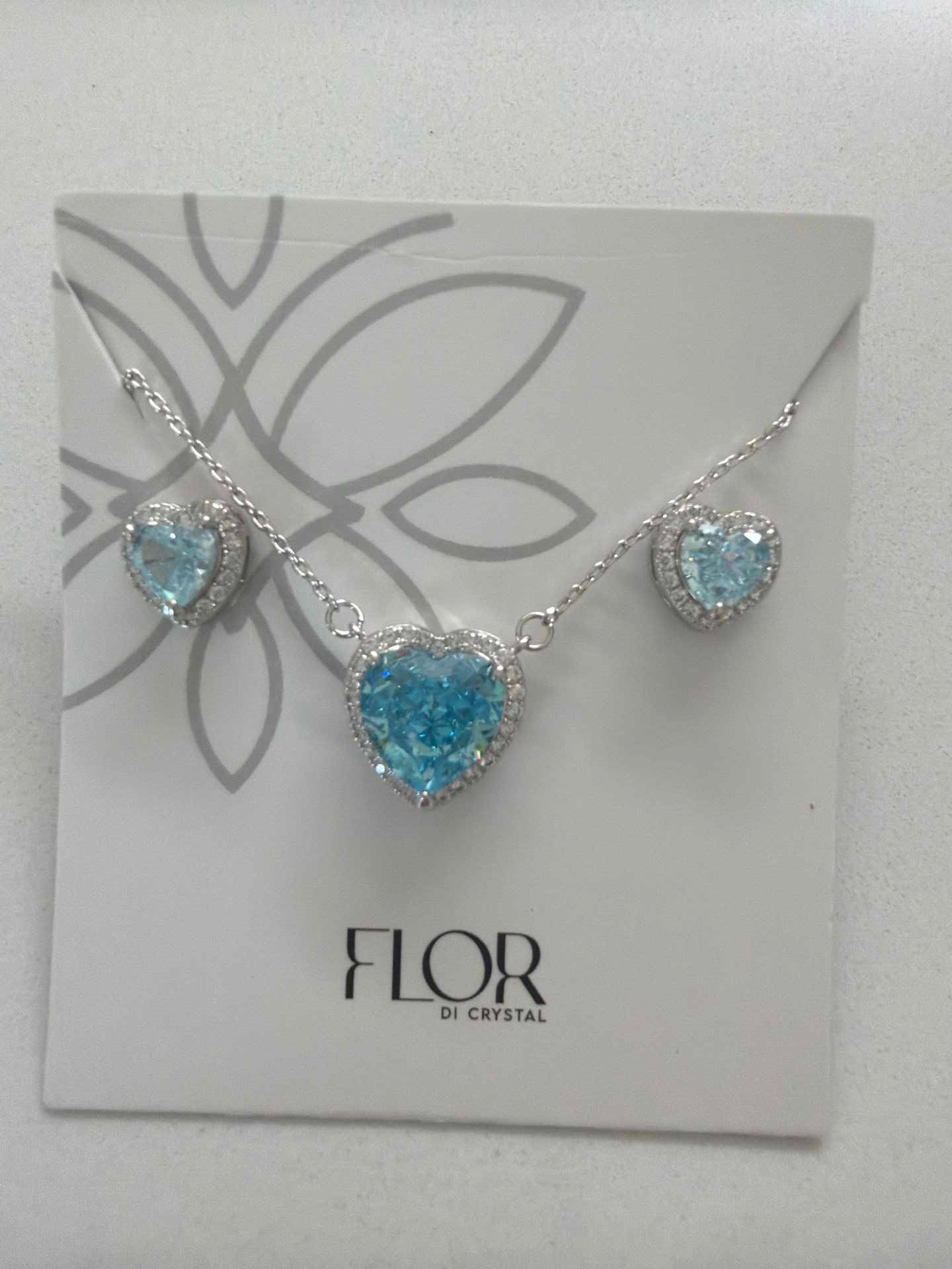 Heart aqua Icecut  w/ halo cz pave set 