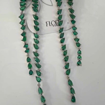 Cascade earing emerald freen cz