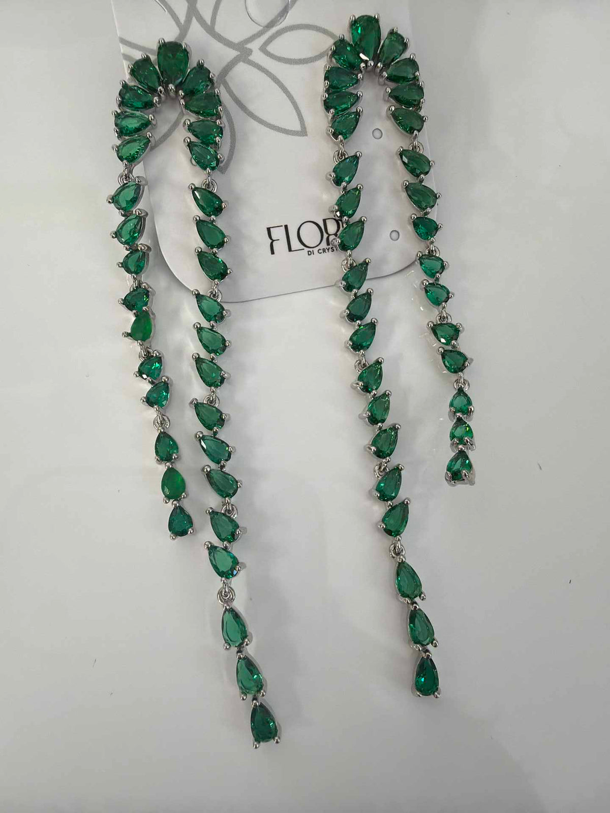 Cascade earing emerald freen cz