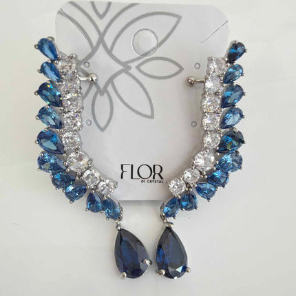 Earcuff with teardrop  rodio blue