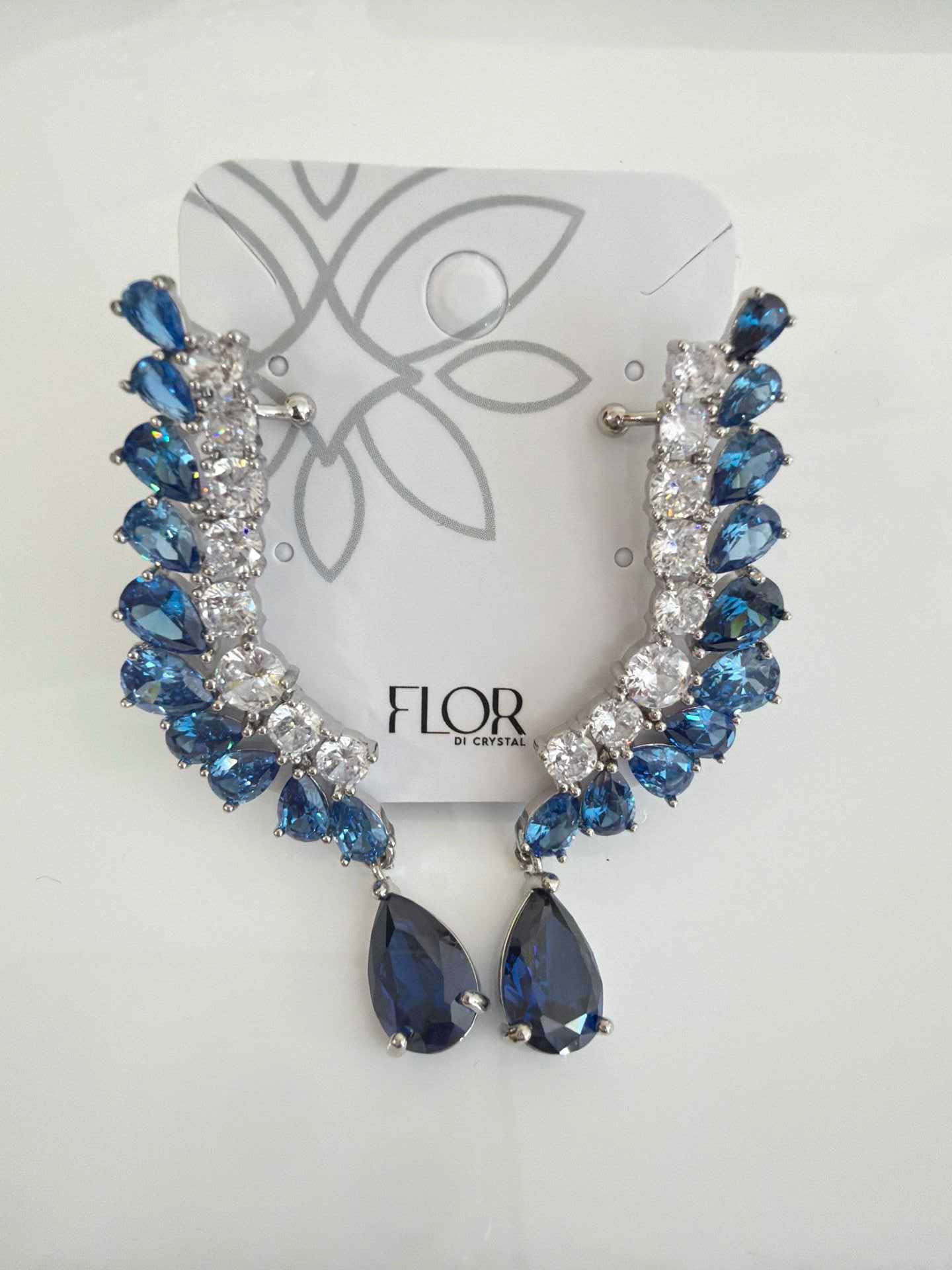 Earcuff with teardrop  rodio blue