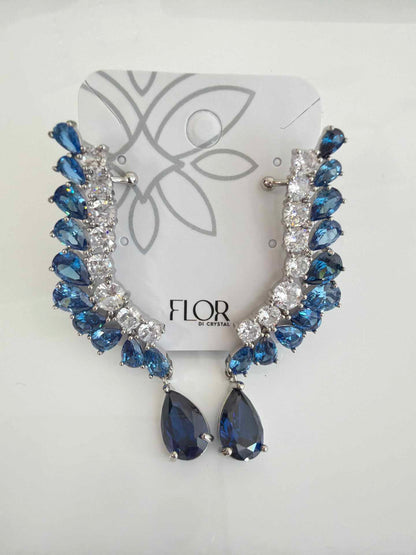 Earcuff with teardrop  rodio blue