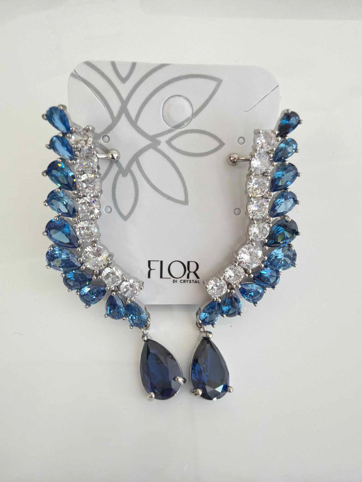 Earcuff with teardrop  rodio blue