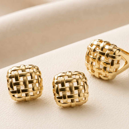 Anel e brincos woven basket