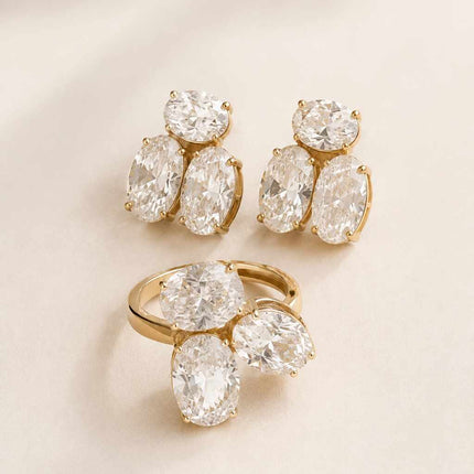 Conjunto brinco e anel Lixo oval