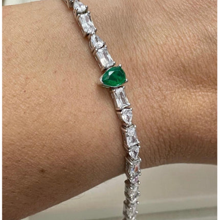 Pulseira Riviera Baguete 2mm Gota Fusion