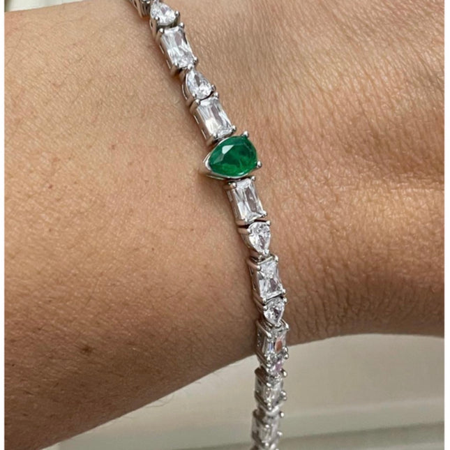 Pulseira Riviera Baguete 2mm Gota Fusion