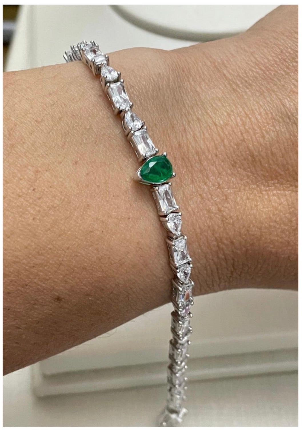 Pulseira Riviera Baguete 2mm Gota Fusion