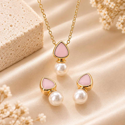 Conjunto Resinado Pink Gota e Pérola