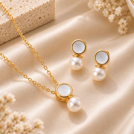 Conjunto Resinado branco e Pérola
