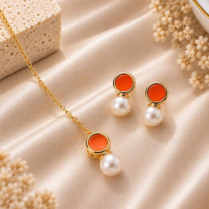 Conjunto Resinado orange e Pérola