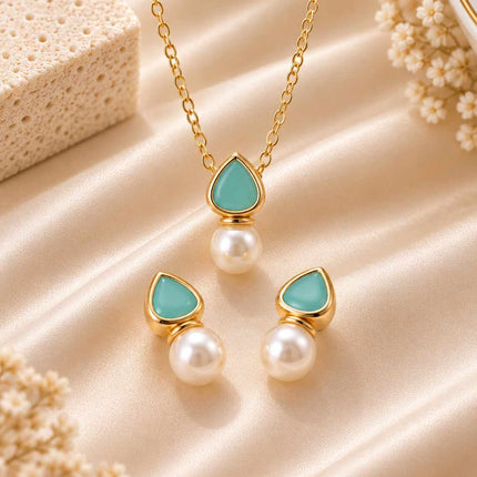 Conjunto Resinado green Gota e Pérola