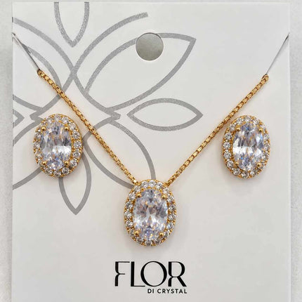 Conjunto oval cristal cravejado
