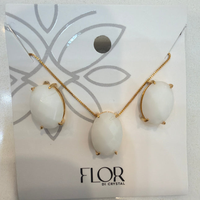 Conjunto ponto de luz oval jade branca
