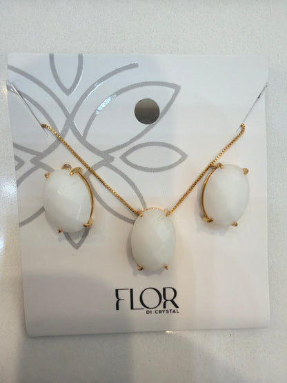 Conjunto ponto de luz oval jade branca