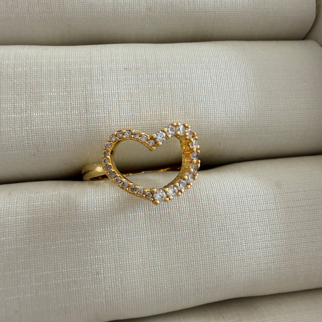 Heart ring in pave  adjustable