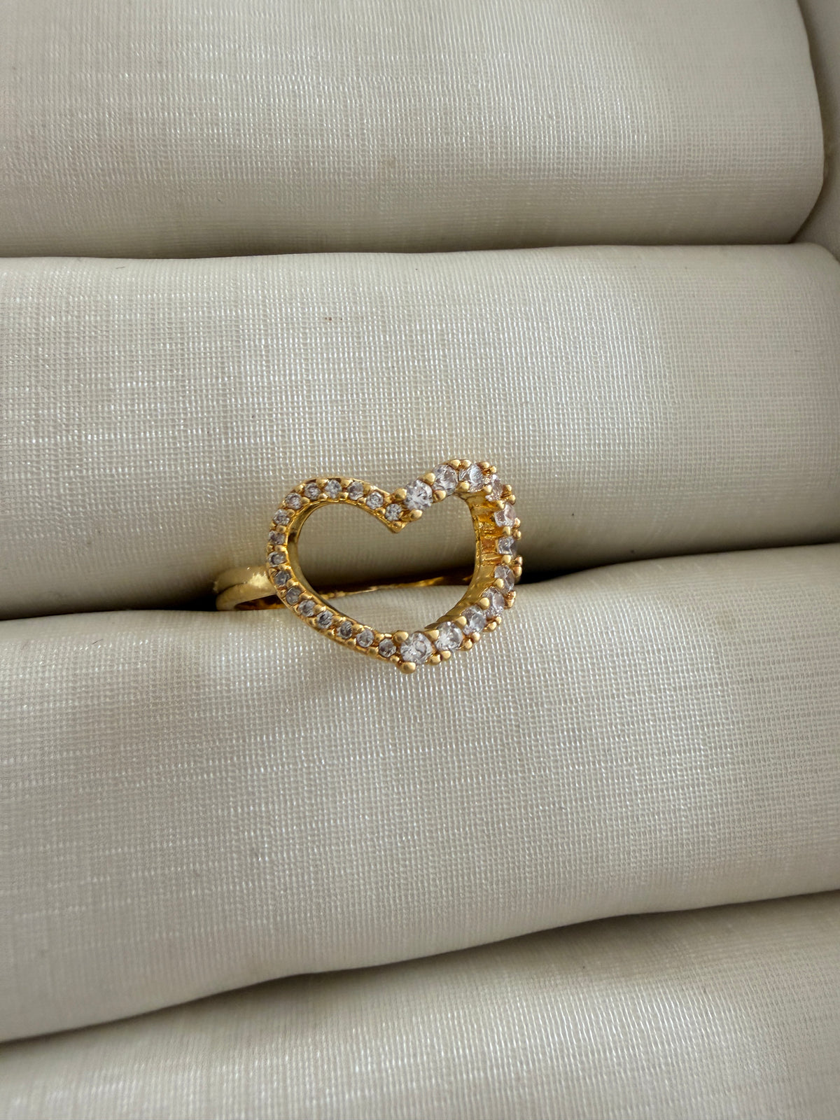 Heart ring in pave  adjustable