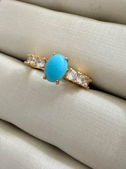 Torquoise ring and cristal cz 8