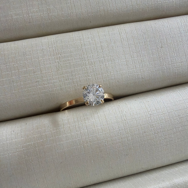 Anel solitario zirc 4mm aro liso 6