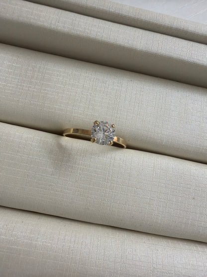 Anel solitario zirc 4mm aro liso 6.5
