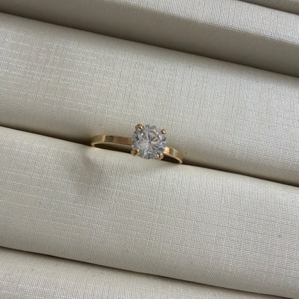 Anel solitario zirc 4mm aro liso 6.5