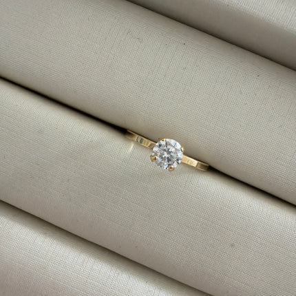Anel solitario zirc 3mm aro liso 6
