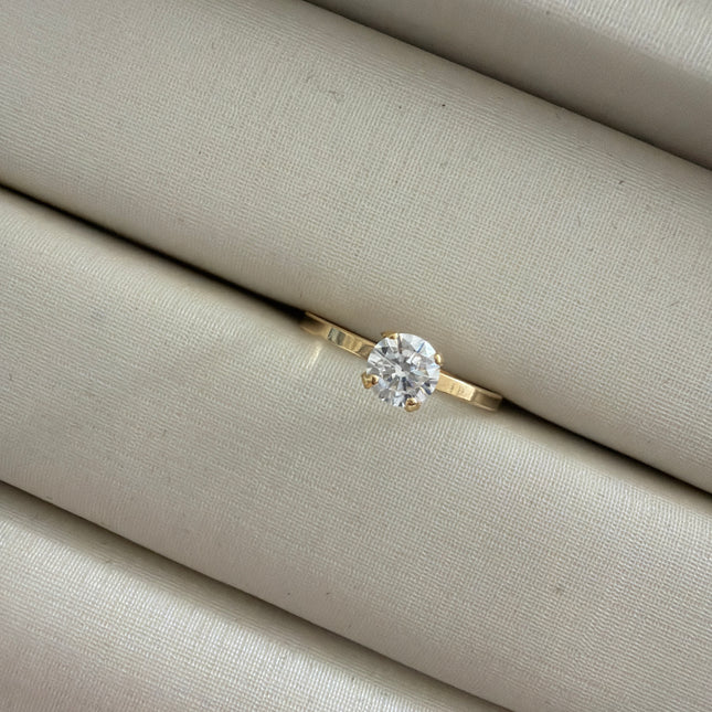 Anel solitario zirc 3mm aro liso 6