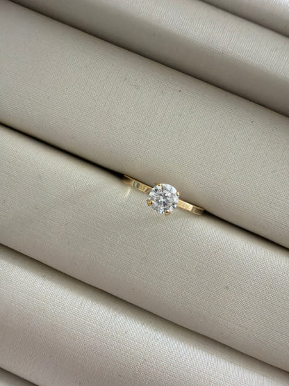 Anel solitario zirc 3mm aro liso 6
