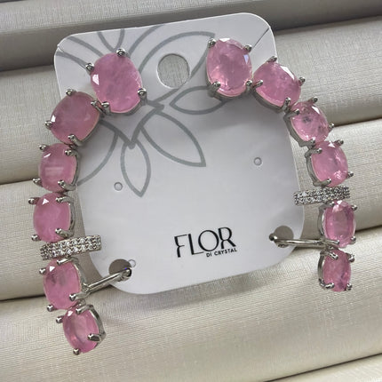 Earcuff pedra fusion rosa bebe