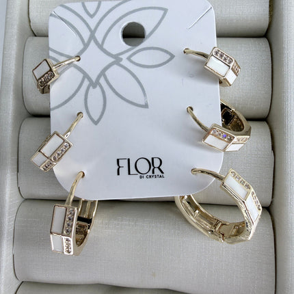 Trio de argolas resinadas branco com zircônia