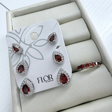 Trio gota vermelho com piercing fake