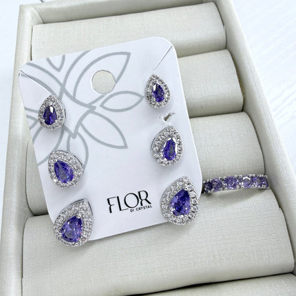 Trio gota roxo com piercing fake ródio