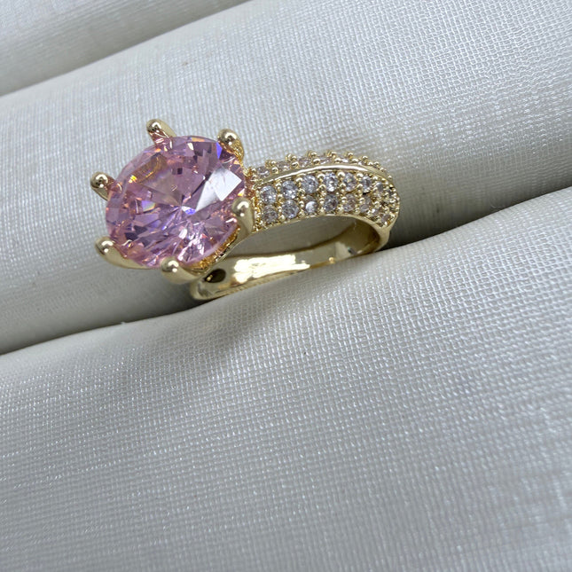 Piercing fake solitário rosa com aro cravejado
