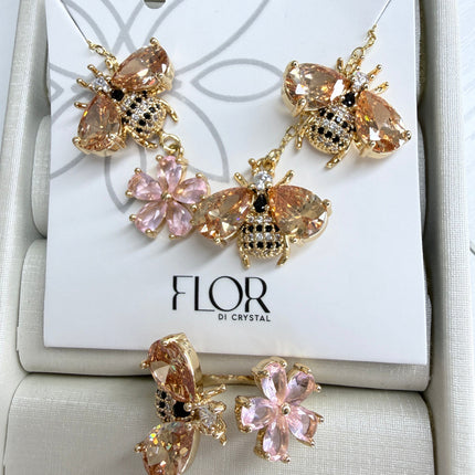 Conjunto abelha luxo morganita e rosa