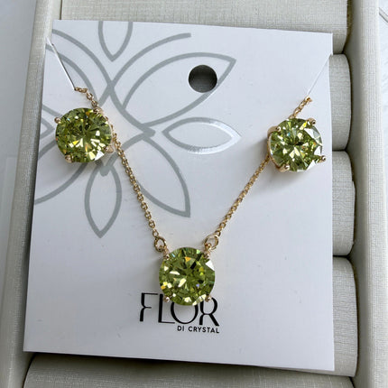 Conjunto ponto de luz 10mm zircônia peridoto