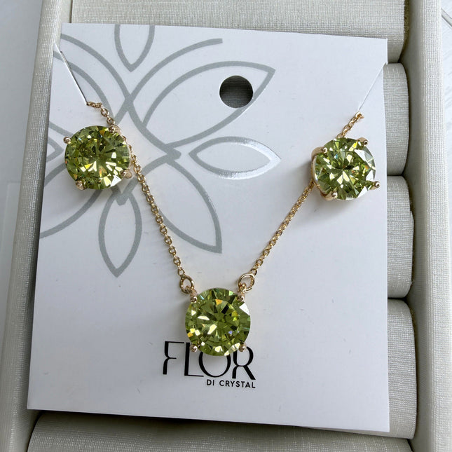Conjunto ponto de luz 10mm zircônia peridoto