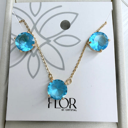 Conjunto ponto de luz 10mm zircônia turquesa