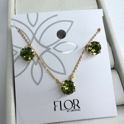 Conjunto ponto de luz 8mm zircônia verde oliva