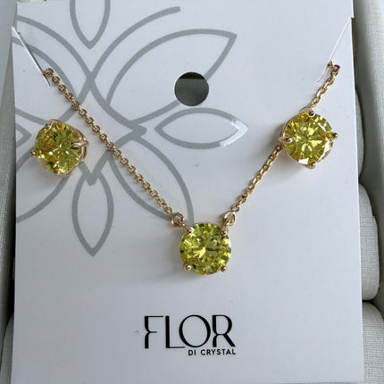 Conjunto ponto de luz 8mm zircônia amarela