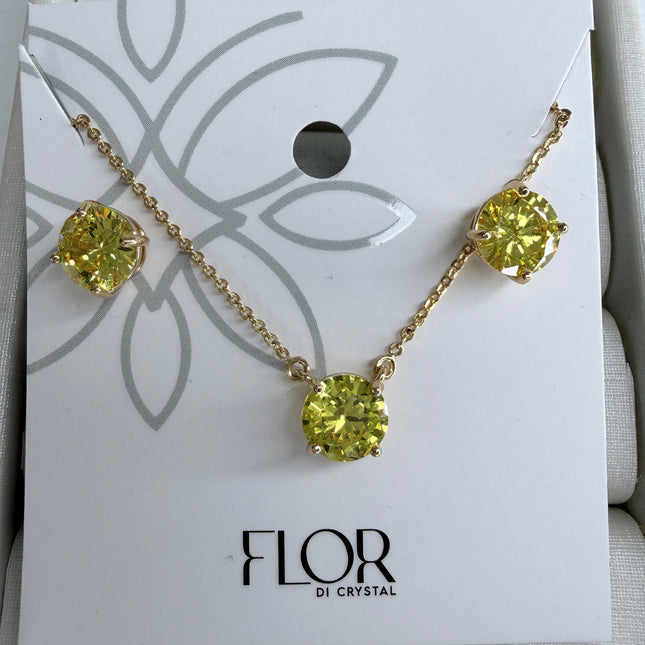 Conjunto ponto de luz 8mm zircônia amarela
