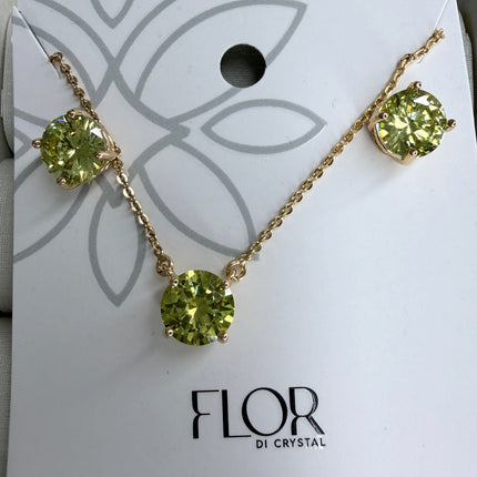 Conjunto ponto de luz 8mm zircônia green apple