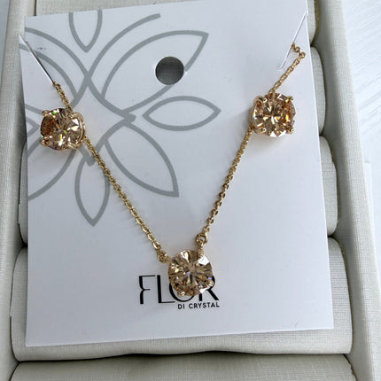 Conjunto ponto de luz 8mm zircônia champanhe