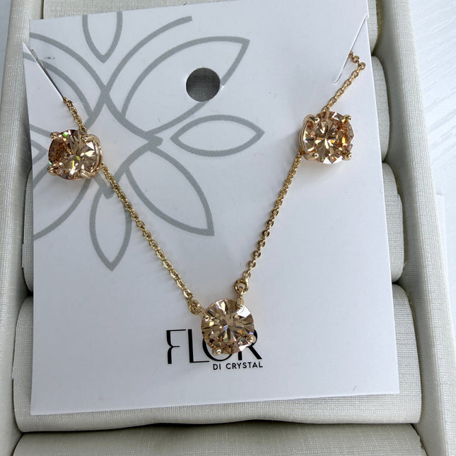 Conjunto ponto de luz 8mm zircônia champanhe