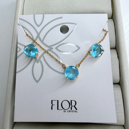 Conjunto ponto de luz 8mm zircônia azul claro