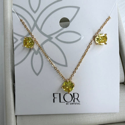 Conjunto ponto de luz 6mm zircônia amarela