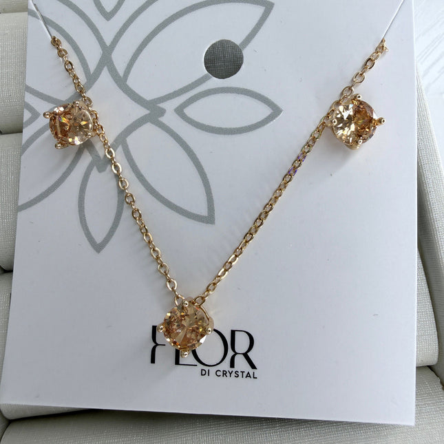 Conjunto ponto de luz 6mm zircônia champanhe